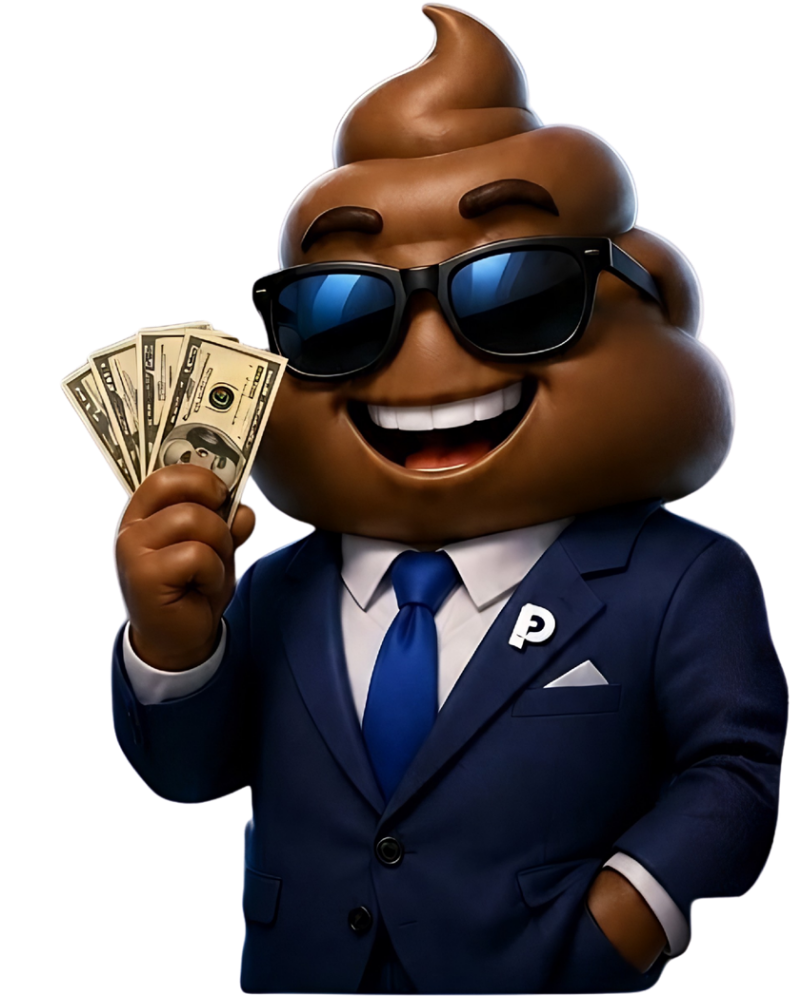 Herman mascot holding cash